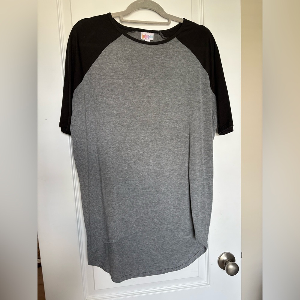 LuLaRoe Black and Gray Irma Short Sleeve Tee